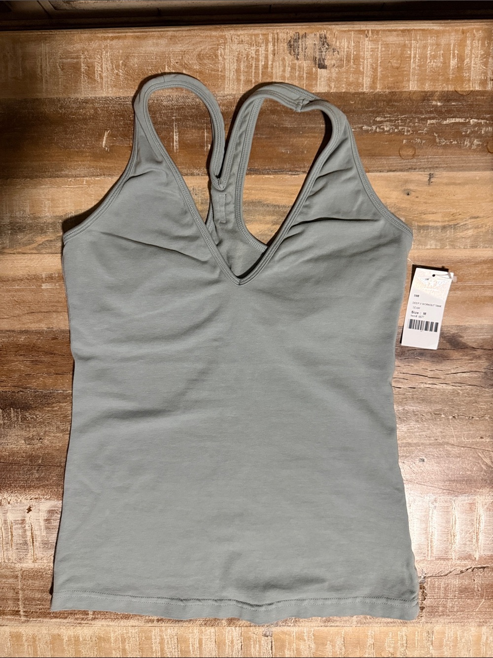 NWT hardtail Women’s double V-Neck Racerback Tank Top - Sea Mist